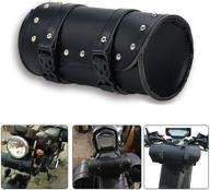 versatile motorcycle handlebar tool bag: front fork roll & sissy bar barrel bag - elegant pu leather finish in black логотип