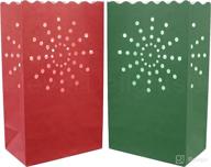 💡 cleverdelights pack of 10 red and green luminary bags - sunburst design - ideal for wedding, party, christmas, and holiday luminaria логотип