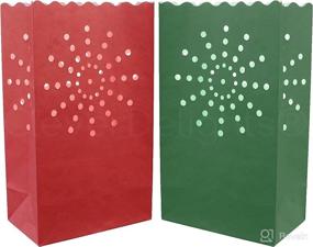 img 3 attached to 💡 CleverDelights Pack of 10 Red and Green Luminary Bags - Sunburst Design - Ideal for Wedding, Party, Christmas, and Holiday Luminaria