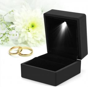 img 1 attached to LED Lighted Square Ring Box Jewelry Display Case - Ideal For Engagement, Wedding, And Gifting Purposes