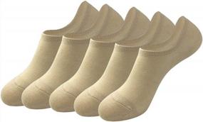 img 4 attached to 5 пар носков-невидимок для мужчин и женщин - хлопок, тонкие, нескользящие носки с низким вырезом на плоской подошве, невидимые повседневные носки-лодочки