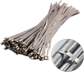 img 1 attached to 🔒 100 Pcs 5.9 Inch Stainless Steel Cable Zip Ties - Coated Locking Mechanism for Exhaust Wrap
