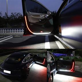 img 3 attached to 🚦 Enhance Road Safety with CoCsmart Car Door LED Warning Lights: Dual Color Strip Light for Anti Rear-End Collision