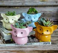 set of 4 resin animal succulent planters: fox shape with pencil holders, perfect for garden, flower vase, and mini plant display logo