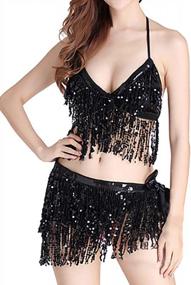 img 2 attached to Anna-Kaci Sequin Tassel Wrap Skirt With Hip Scarf Cover Up And Tie-Up Design For Women