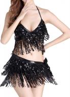 anna-kaci sequin tassel wrap skirt with hip scarf cover up and tie-up design for women logo