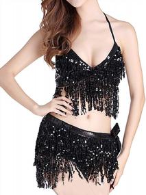 img 1 attached to Anna-Kaci Sequin Tassel Wrap Skirt With Hip Scarf Cover Up And Tie-Up Design For Women