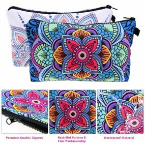 img 2 attached to Women'S 5Pcs Waterproof Cosmetic Makeup Pouches Bulk With Mandala Flower Patterns - Travel Toiletry Organizer Zipper Pencil Bags By Shynek