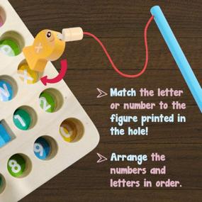 img 1 attached to Магнитная деревянная рыболовная игра Монтессори для детей - изучайте алфавит, цифры, цвета и мелкую моторику - развивающая игрушка для детей 3, 4 и 5 лет