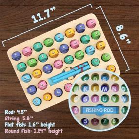 img 2 attached to Магнитная деревянная рыболовная игра Монтессори для детей - изучайте алфавит, цифры, цвета и мелкую моторику - развивающая игрушка для детей 3, 4 и 5 лет