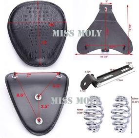 img 1 attached to Crocodile Leather Motorcycle Bobber Solo Seat Spring Base Plate Bracket Kit For Harley Sportster XL 883 1200 48 (Black-Crocodile Leather)