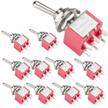 10pcs miniature dpdt toggle switch with 6 pin terminals - ideal for car dashboards and dashboard mounting - ac rated up to 5a/125v and 2a/250v - on/on 2 position design - perfect for diy projects logo