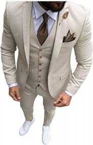 img 4 attached to Beige, Tan, And Ivory Wedding Tuxedo For Men - 3-Piece Tailored Suit With Notch Lapel, Slim Fit Blazer, Pant, And Vest For Groomsmen