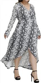 img 2 attached to ALLEGRACE Plus Size Snakeskin Maxi Dress: V-Neck Wrap Style, Ideal For Casual Summer Wear With Flowy Design