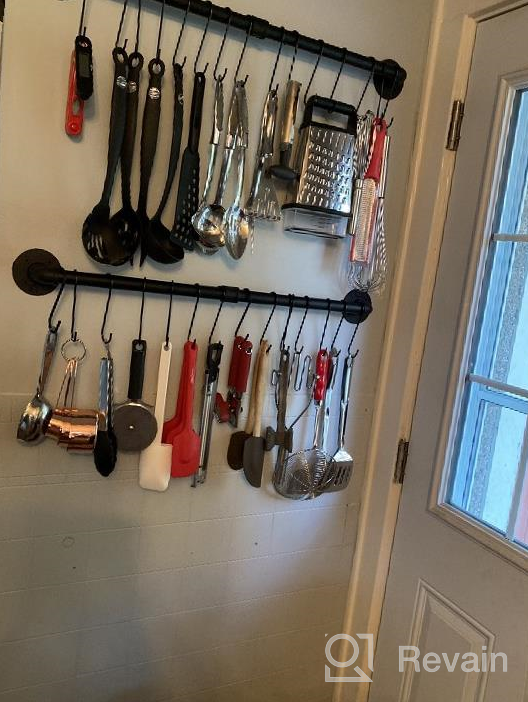 img 1 attached to Black Wall Mounted Pot Rack With 16 Hooks And Detachable Organizer For Pans, Lids, And Utensils - Toplife 39.4 Inches review by Joseph Brendemuehl