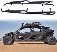 elitewill maverick x3 max rock sliders black side nerf bars oem style 4-doors tree kickers compatible with can am maverick x3 / turbo/ r 2017-2022 replaces oem #715003888 and oem #715003730 logo
