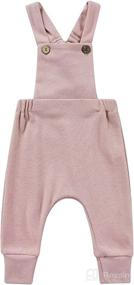 img 4 attached to Solid Ribbed Halter Backless Jumpsuits: Newborn Baby Girls Boys Strap Suspender Overalls