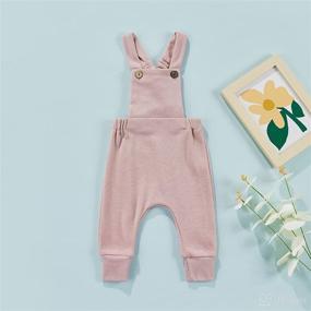 img 3 attached to Solid Ribbed Halter Backless Jumpsuits: Newborn Baby Girls Boys Strap Suspender Overalls