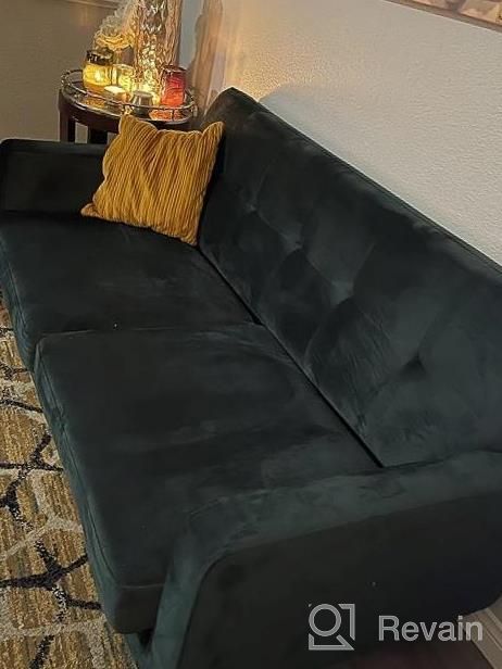 img 1 attached to Stylish HONBAY Grey Velvet Loveseat: Elegant 2-Seater Sofa with Wood Legs for Small Spaces, Bedroom, Office review by Hector Szymczak