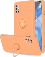 📱 coqibel dark orange oneplus 8t 5g case: liquid silicone cover with 360° ring kickstand, car mount function, and microfiber liner - slim full body protection for 6.55'' inch logo