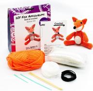 прекрасная шерсть: набор для вязания и вязания крючком - дии набор для создания амигуруми игрушки "лиса" с пряжей, крючком и спицами - идеальный подарок логотип