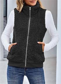 img 1 attached to Luvamia Womens Casual Fleece Vest Zipper Fuzzy Jacket Lightweight Winter Warm Sleeveless Sherpa Outwear Coat Pockets Black 16 18 Women's Clothing - Coats, Jackets & Vests