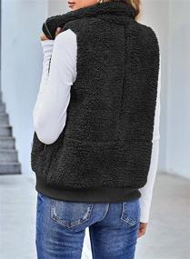 img 2 attached to Luvamia Womens Casual Fleece Vest Zipper Fuzzy Jacket Lightweight Winter Warm Sleeveless Sherpa Outwear Coat Pockets Black 16 18 Women's Clothing - Coats, Jackets & Vests