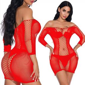 img 3 attached to Women'S Mesh Babydoll Dress Lingerie Nightgown With Criss Cross Long Sleeves - QuneusHot Pajamas