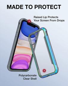 img 1 attached to Raptic Shield IPhone 11 Case, 10Ft Drop Tested Shockproof Protective Clear Cover With Aluminum Frame, Anti-Yellowing Technology For Long Lasting Durability - Iridescent