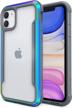 raptic shield iphone 11 case, 10ft drop tested shockproof protective clear cover with aluminum frame, anti-yellowing technology for long lasting durability - iridescent logo