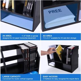 img 2 attached to COOGOU Black Wooden Desktop Bookshelf Organizer With 5 Compartments - Ideal For Storing Books, Paper Files, Mail, And Decor Display In Home Office