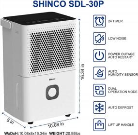 img 2 attached to 🌧️ Shinco SDL-1500 Sq.Ft Dehumidifier for Medium-sized Space, Home, Basement, Bedroom, Bathroom, with Auto or Manual Drainage, Efficient Moisture Removal &amp; Humidity Control