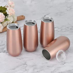 img 3 attached to 4 Pack Rose Gold Stemless Champagne Tumbler With Lid | Double Insulated 6 Oz Reusable Toasting Glasses