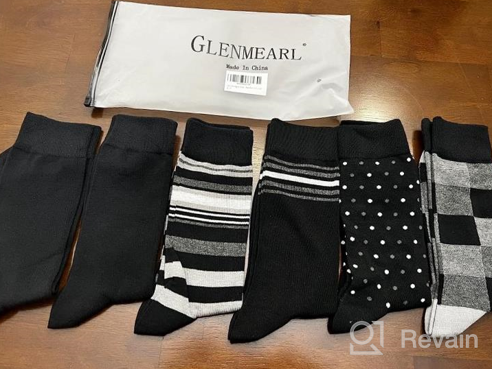 img 1 attached to 6 Pack Men'S Black Patterned Combed Cotton Dress Socks For Size 10-13, Casual Mid Calf Length review by Justin Ewing