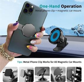 img 3 attached to 📱 Magnetic Metal Phone Mount Kit for iPhone 12/13 Pro Max, Samsung S22+ and More - Secure Clip & Remove Anytime - Gray