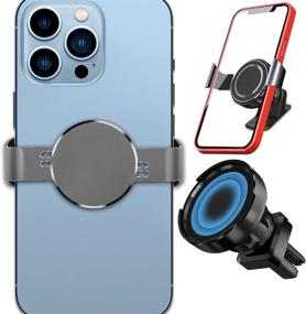 img 4 attached to 📱 Magnetic Metal Phone Mount Kit for iPhone 12/13 Pro Max, Samsung S22+ and More - Secure Clip & Remove Anytime - Gray