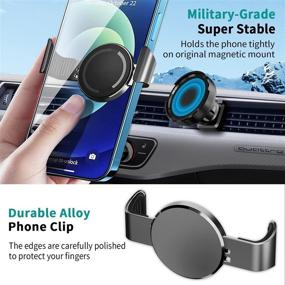 img 2 attached to 📱 Magnetic Metal Phone Mount Kit for iPhone 12/13 Pro Max, Samsung S22+ and More - Secure Clip & Remove Anytime - Gray