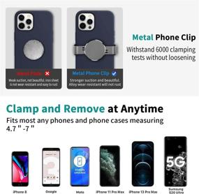 img 1 attached to 📱 Magnetic Metal Phone Mount Kit for iPhone 12/13 Pro Max, Samsung S22+ and More - Secure Clip & Remove Anytime - Gray