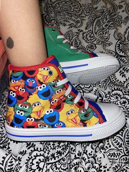 img 1 attached to 👟 Sesame Street Elmo Shoes: Hi Top Sneakers with Laces for Toddlers and Kids (Sizes 6-12) review by Aaron Hawk