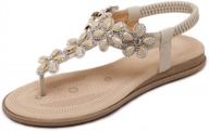 women's rhinestone t-strap buckle sandals with bohemian pearl and crystal accents logo