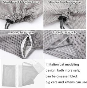 img 1 attached to 🐱 Ultimate Cat Shower Set: Adjustable Bathing Bag, Quick Dry Towels, Grooming Glove - Blue
