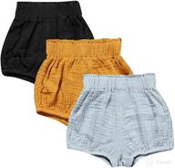 👶 looly unisex baby girls boys 3 pack cotton linen blend bloomer shorts: stylish and comfortable bottoms for your little ones логотип