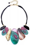 women's vintage geometric acrylic pendant necklace - famarine chunky collar bib statement jewelry logo