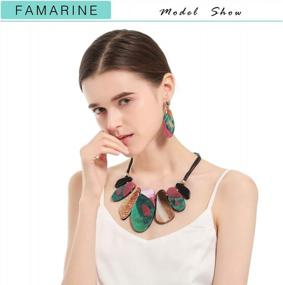 img 3 attached to Women'S Vintage Geometric Acrylic Pendant Necklace - FAMARINE Chunky Collar Bib Statement Jewelry
