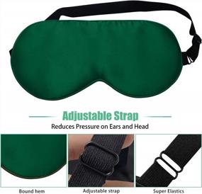 img 2 attached to 2 Pack 100% Natural Silk Sleep Mask With Adjustable Straps, Eye Shade For Puffy Eyes Relief - Black & Emerald Green