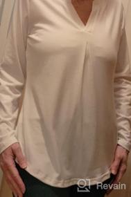 img 7 attached to Деловые повседневные туники: женская блузка LOMON с v-образным вырезом, закатанными рукавами 3/4 и складками спереди, свободная посадка для работы