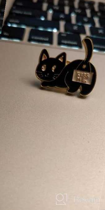 img 1 attached to Cute Alloy Enamel Brooch: Black and White Cat Hug Design for Bookbags - Backpack Pins, Denim Bag Accessories review by Matthew Richards