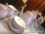 img 1 attached to 17-Piece Jusalpha Porcelain Tea Set - 8 OZ White Coffee Cup/Teacup, Saucer, Spoons, Teapot & Creamer (FD-TW17PC SET) review by Steve Linquist