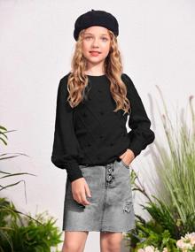 img 3 attached to Arshiner Kids Girls Crew Neck Lantern Sleeve Sweater Pullover Outwear 5-13 Years