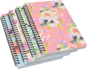 img 4 attached to Set Of 4 A5 Spiral Notebooks With Thick Hardcover, 8Mm Ruled 80 Sheets - 160 Pages, Flower Design In 4 Colors Ideal For Study And Note-Taking